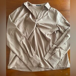 Business casual tan blouse